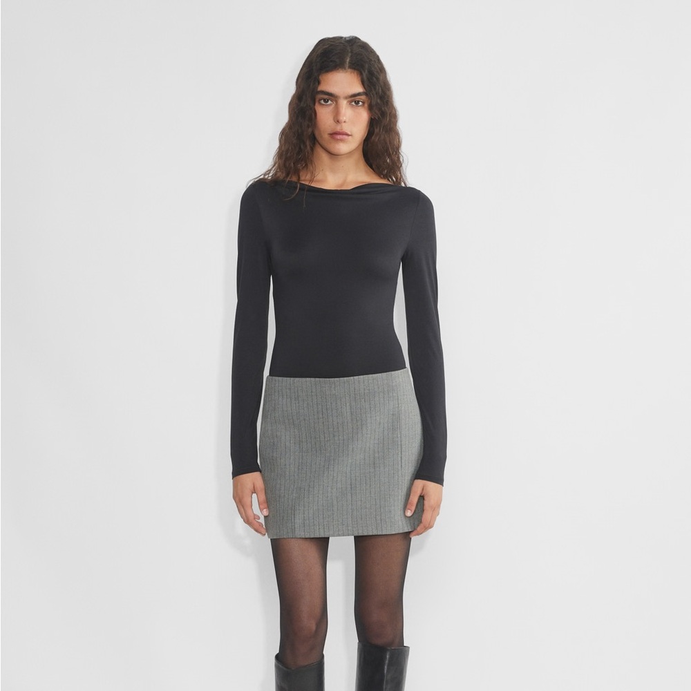 Aritzia Wilfred Sz 0 Dua Grey Pin Strip Mini Skirt